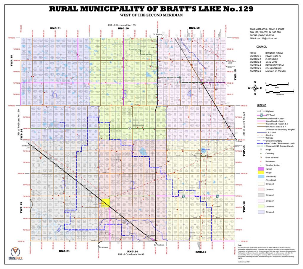 Rural Municipality of Bratt's Lake No. 129 Map